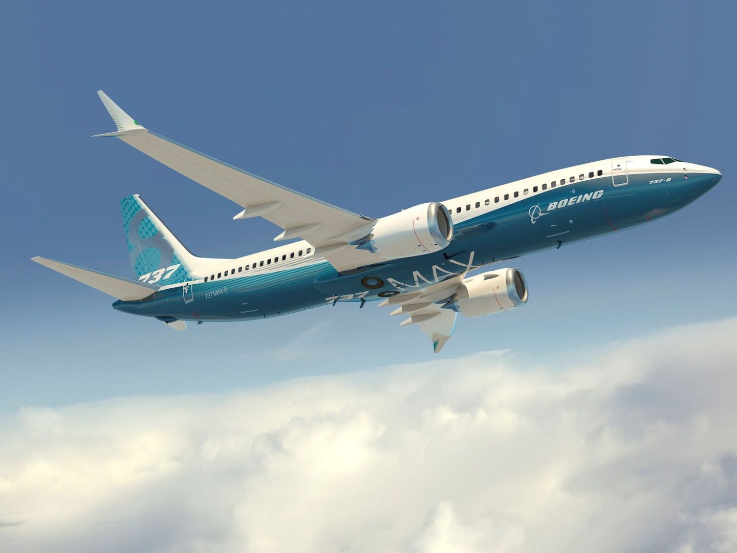 Representación artística facilitada por Boeing Company de su modelo 737 MAX con los colores de la compañía.