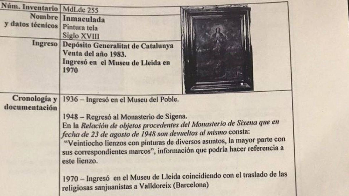 El Museo de Lleida no entrega un valioso lienzo de Sijena y dice que se ha extraviado