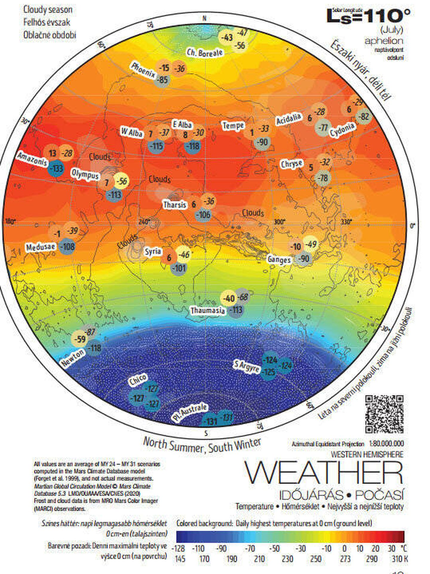 Mapa de temperaturas en una estación marciana (Europlanet Society)