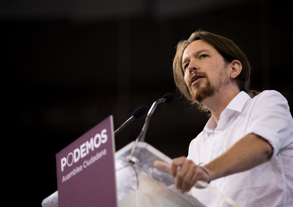Foto: Pablo Iglesias, durante el discurso de apertura del congreso de Podemos en Vistalegre. (Daniel Muñoz)