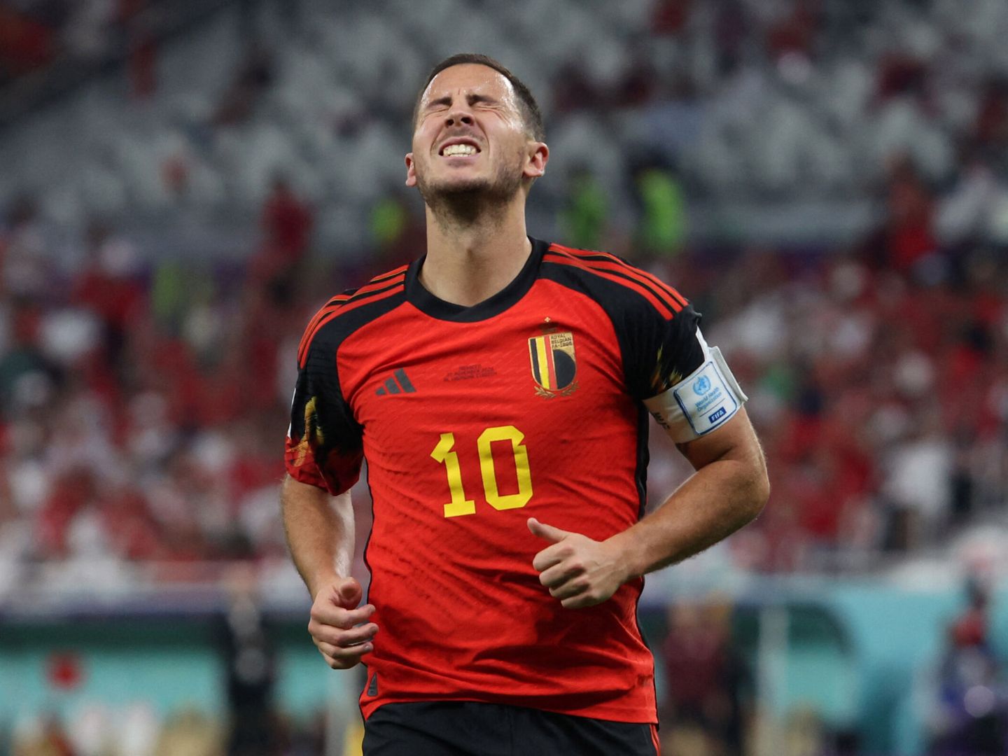 Eden Hazard en el partido de Bélgica contra Marruecos.