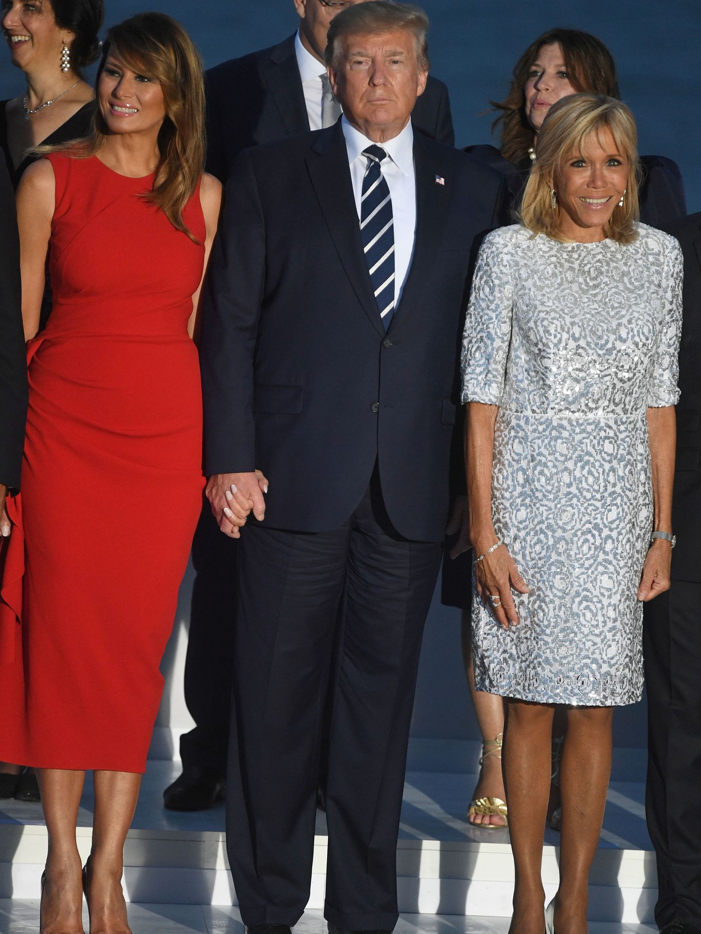 Donald Trump, Melania Trump y Brigitte Macron. (Reuters)