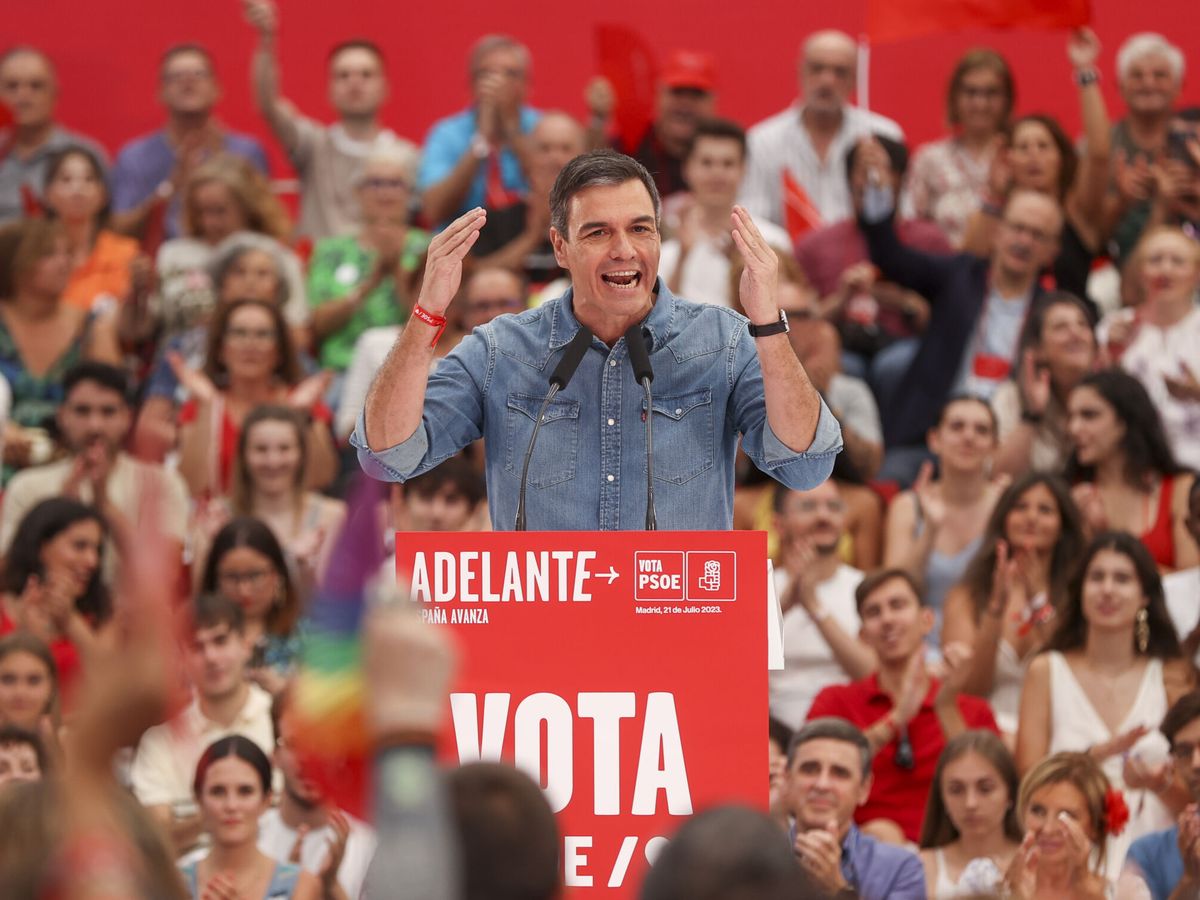 Foto: Pedro Sánchez, en el mitin de cierre de campaña del 23-J en Getafe. (EFE/Kiko Huesca)