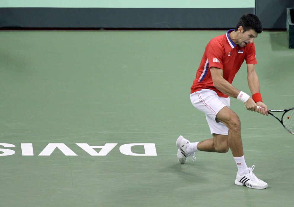 Foto: Novak Djokovic, en uno de los partidos de individuales de la final de la Copa Davis.