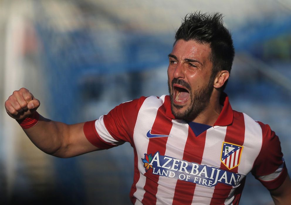 Foto: David Villa celebra un gol con el Atlético de Madrid durante la presente temporada.