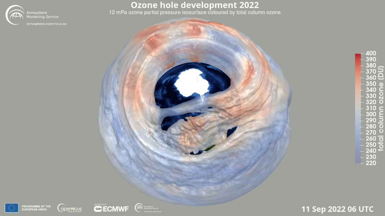 Foto: El agujero en la capa de ozono se está cerrando. (EFE/Copernicus AMS) 
