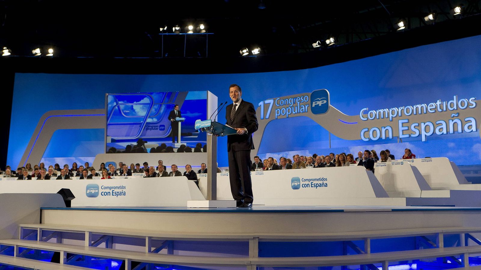Foto: El presidente del Gobierno, Mariano Rajoy, durante su discurso en la clausura del XVII Congreso Nacional del PP. (EFE)