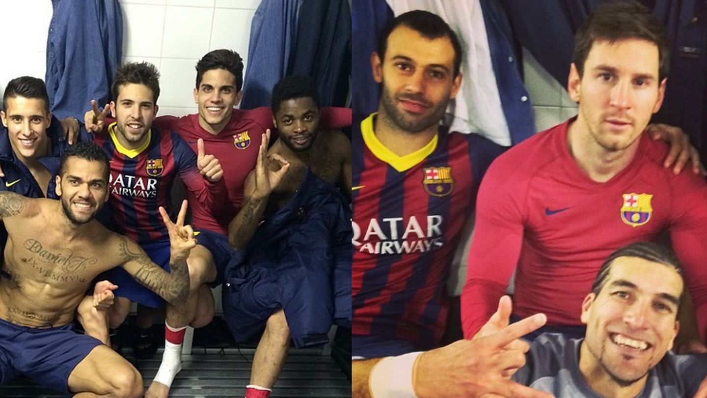 La plantilla del Barcelona tras el partido en Anoeta (Instagram).