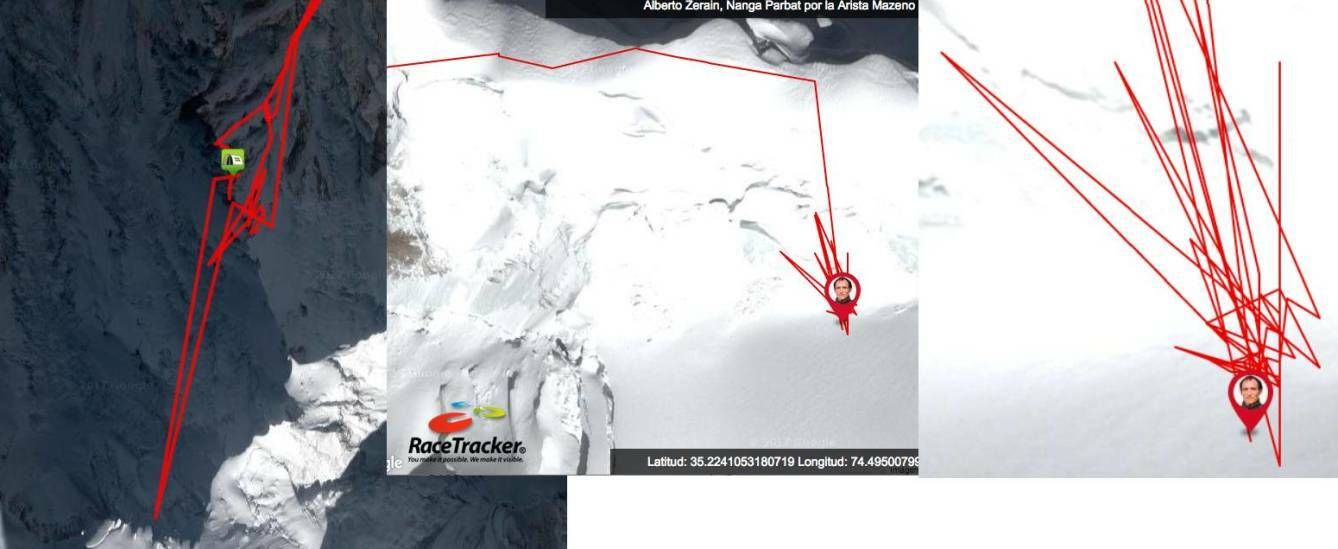 Señal del Racetracker de la mochila de Zerain que pierde en 2011 / Señal tras la fatal avalancha