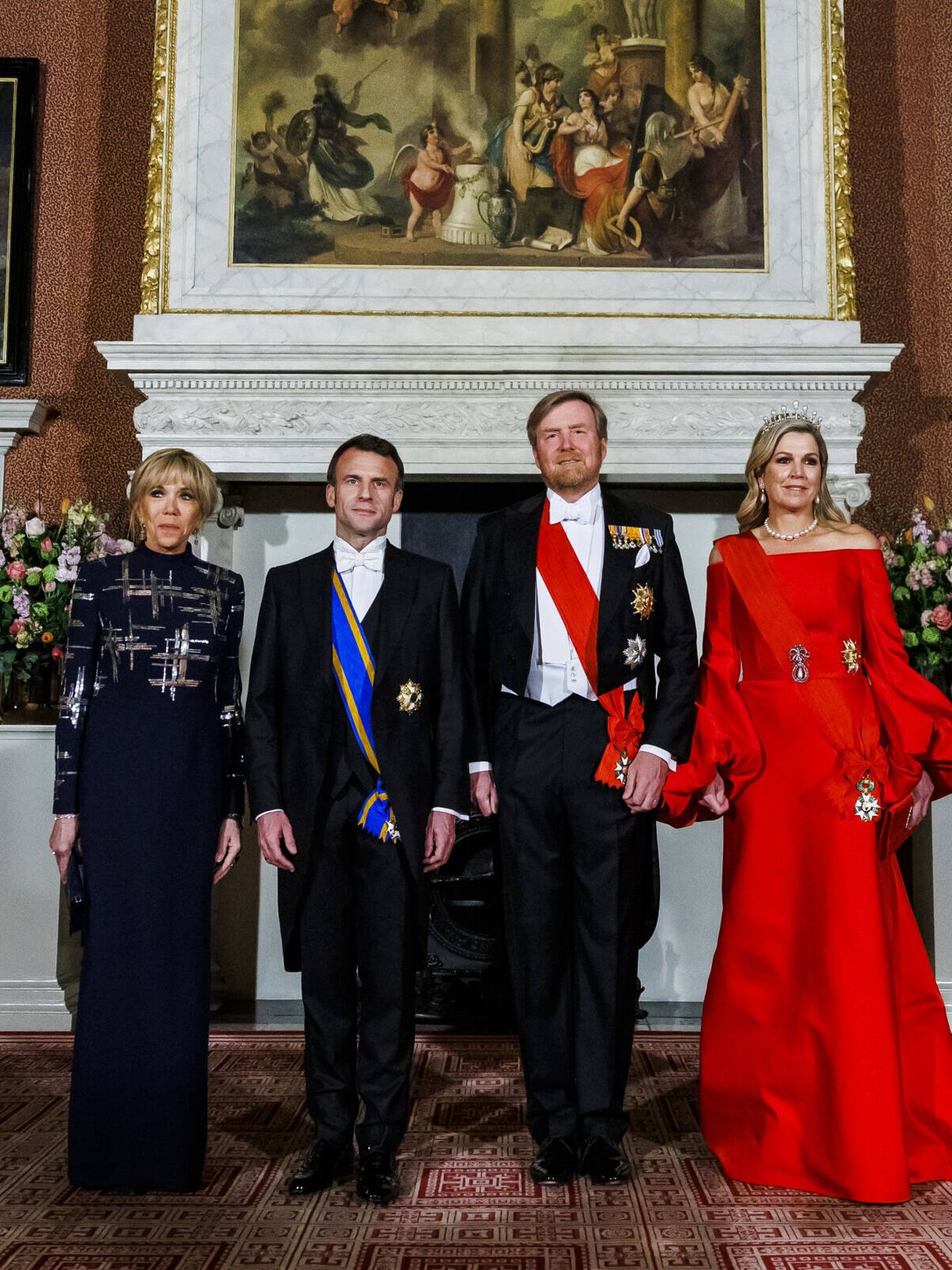 Los Macron, con los reyes de Holanda. (Getty)