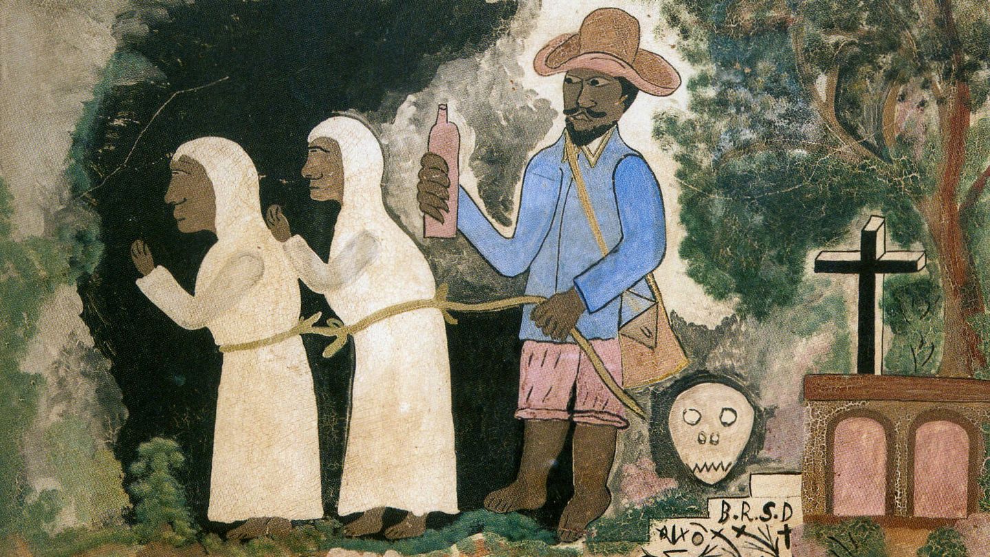 'The Zombies' del pintor haitiano Hector Hyppolite. Fuente: Museo de Arte Haitiano de St. Peter College en Port-au-Prince (Vía Haitian Art Society). 