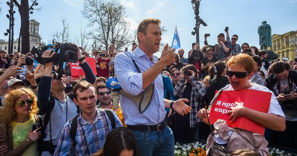 Foto: Aléxei Navalny, durante la manifestación convocada en Moscú y antes de ser detenido. (EFE)