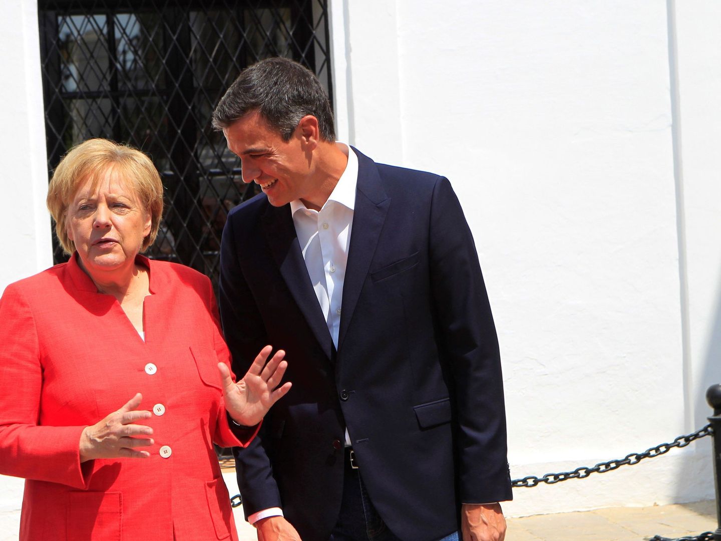 Angela Merkel y Pedro Sánchez durante el pasado fin de semana de trabajo. (EFE)