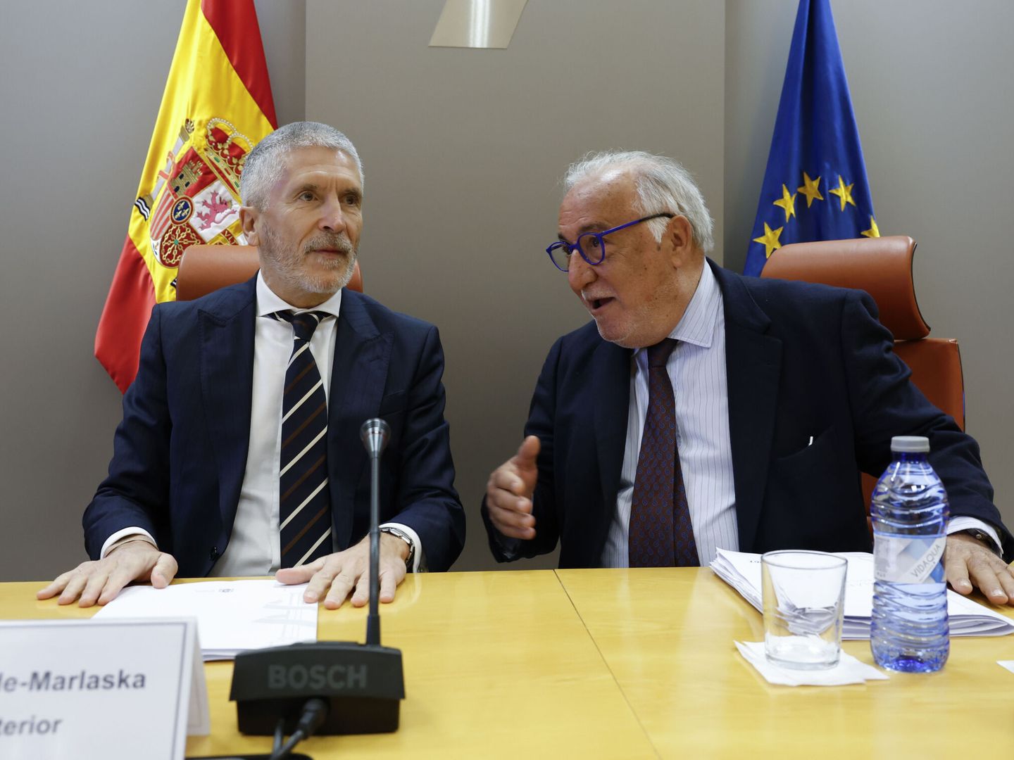 El ministro del Interior, Fernando Grande-Marlaska, y el director general de Tráfico, Pere Navarro.