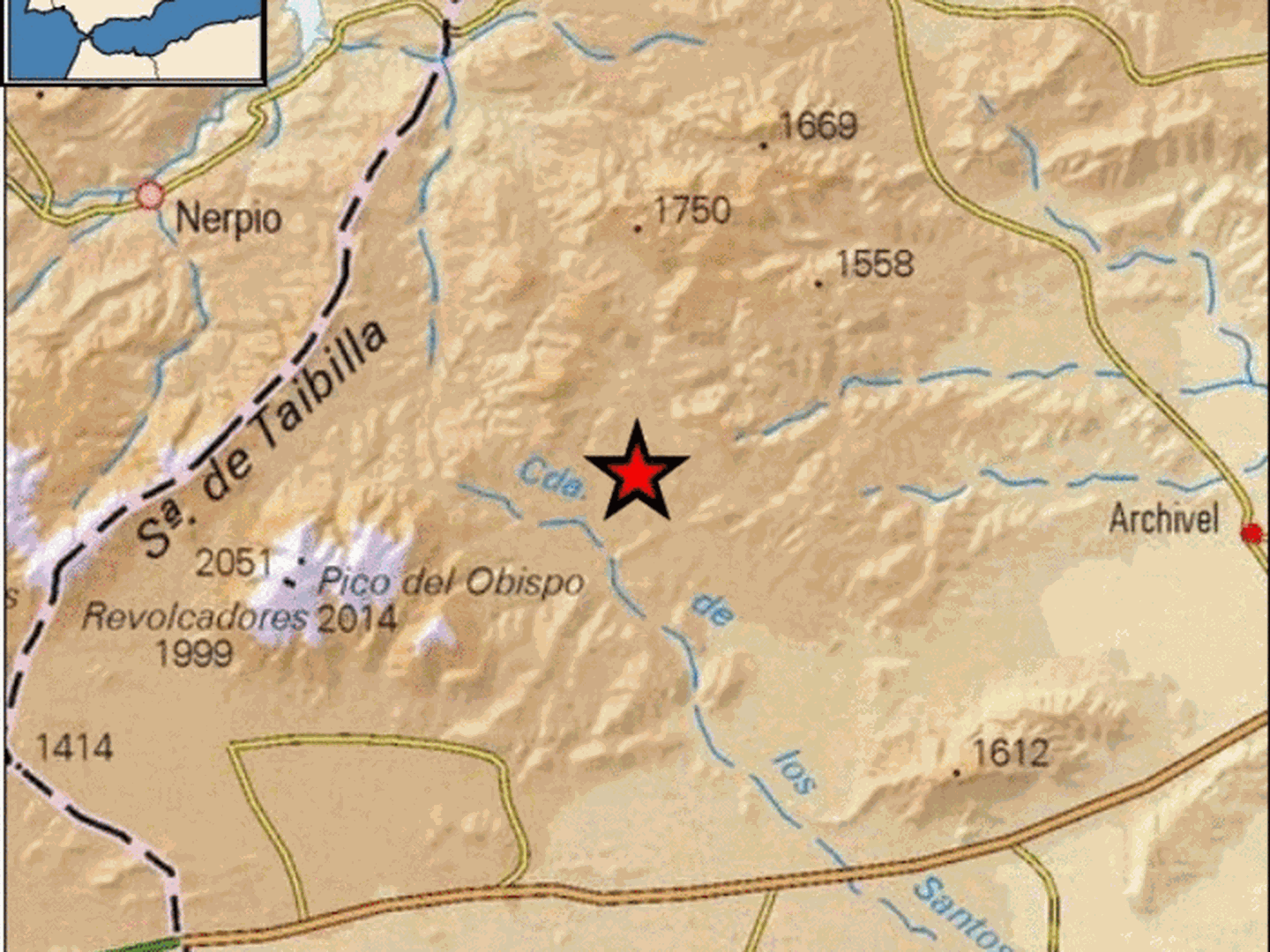 Epicentro del terremoto en las proximidades de Nerpio. (IGN)