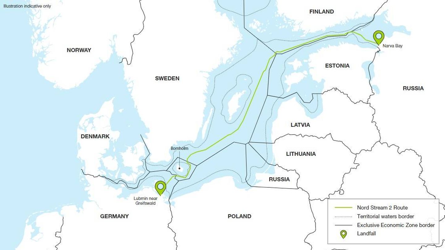 Mapa del Nord Stream 2. (Nord Stream 2)