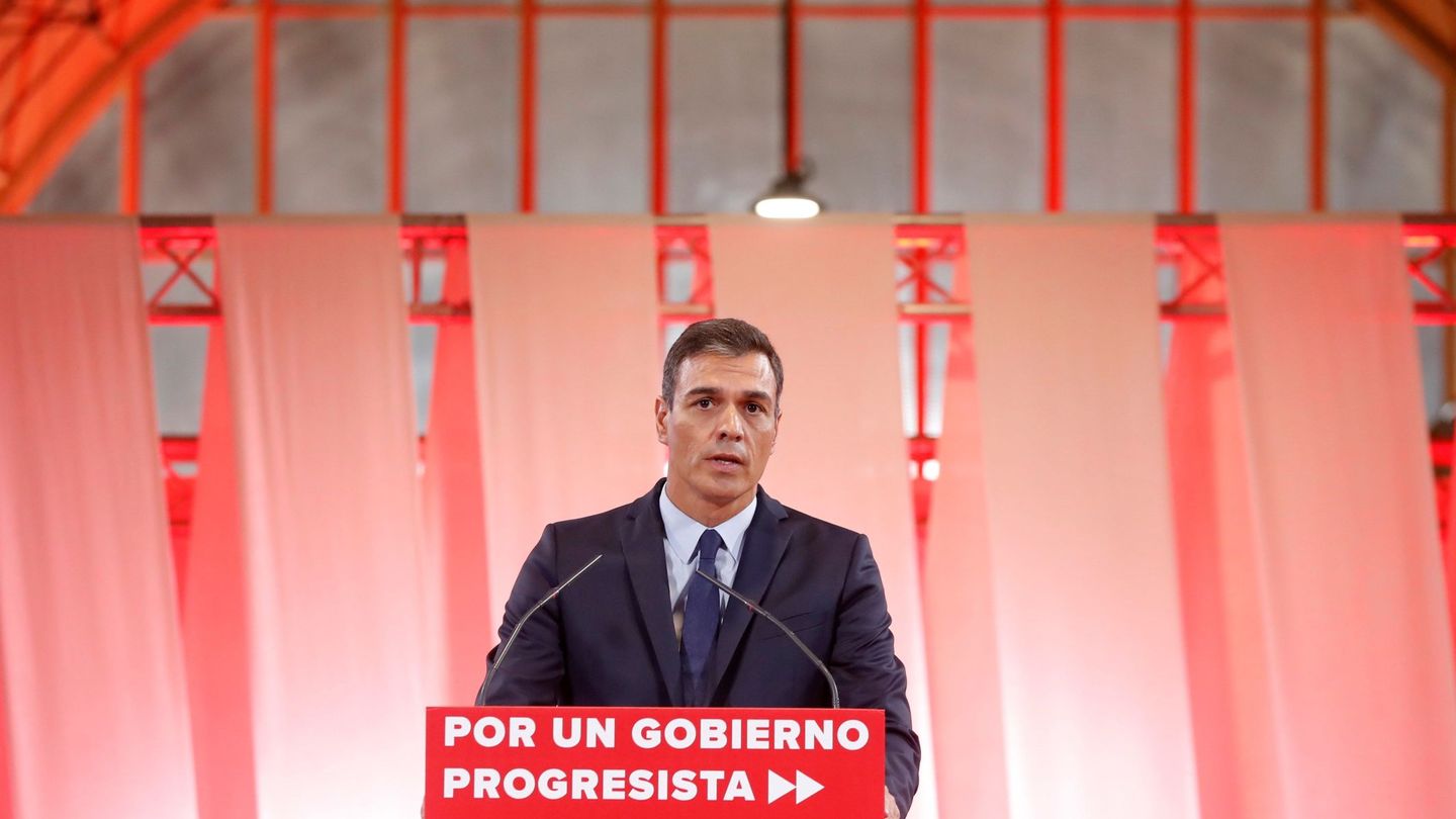 El presidente del Gobierno en funciones, Pedro Sánchez, presenta su programa en Madrid, este martes. (EFE)