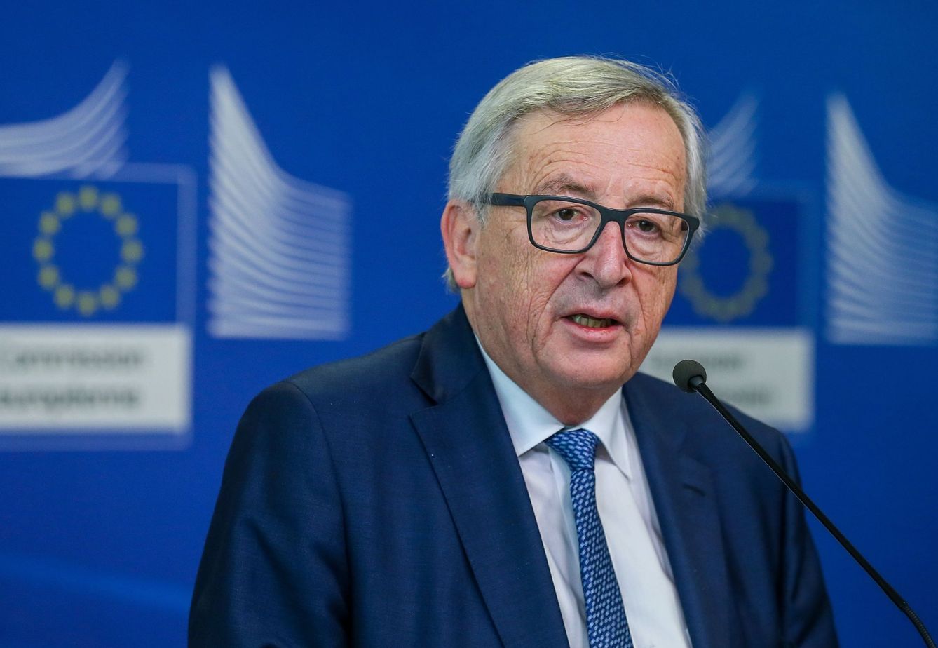  El presidente de la Comisión Europea, Jean-Claude Juncker, en una rueda de prensa en Bruselas, hoy, 14 de febrero de 2018. (EFE)