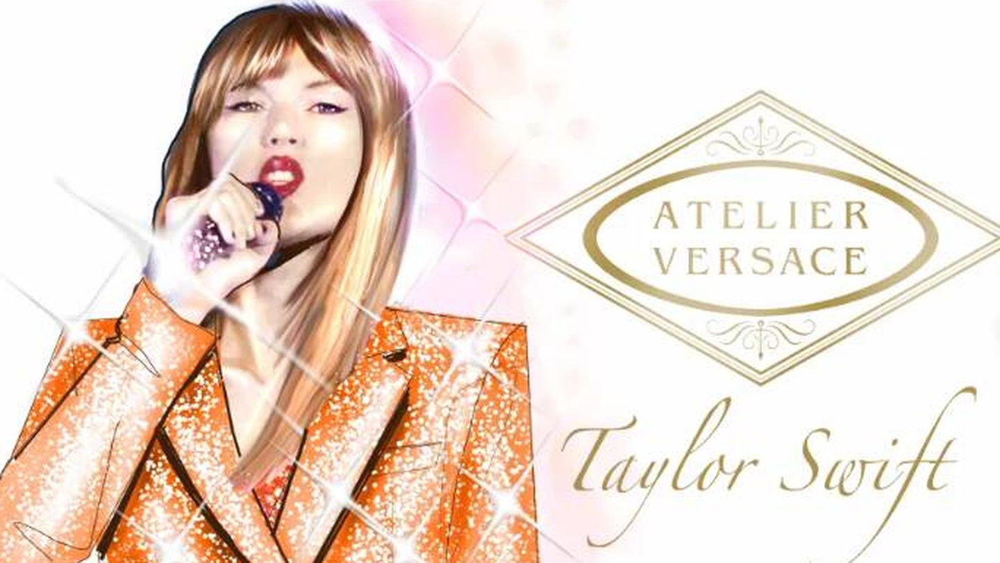 Boceto de Taylor Swift vestida de Atelier Versace (Cortesía)