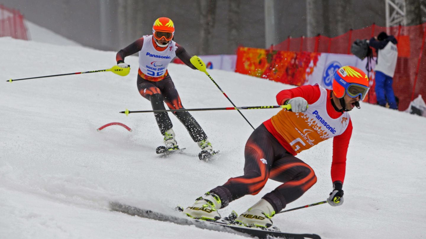 Santacana y su guía, Galindo, durante los Paralímpicos Sochi 2014 | EFE