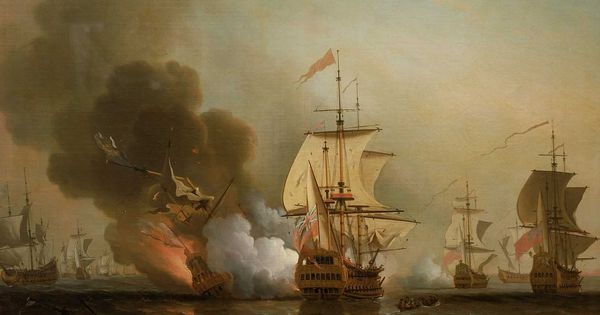 Foto: Acción frente a Cartagena. Cuadro del pintor inglés Samuel Scott (1702-1772) que representa la explosión del galeón San José.