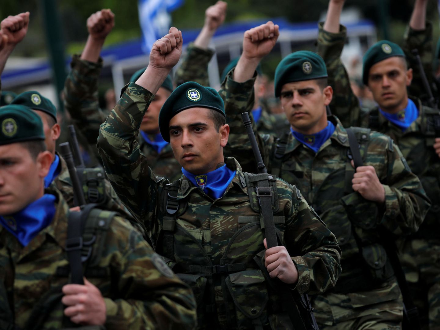 Fuerzas Especiales del Ejército Heleno marchan durante el Día de la Independencia de Grecia, el 25 de marzo de 2018. (Reuters)