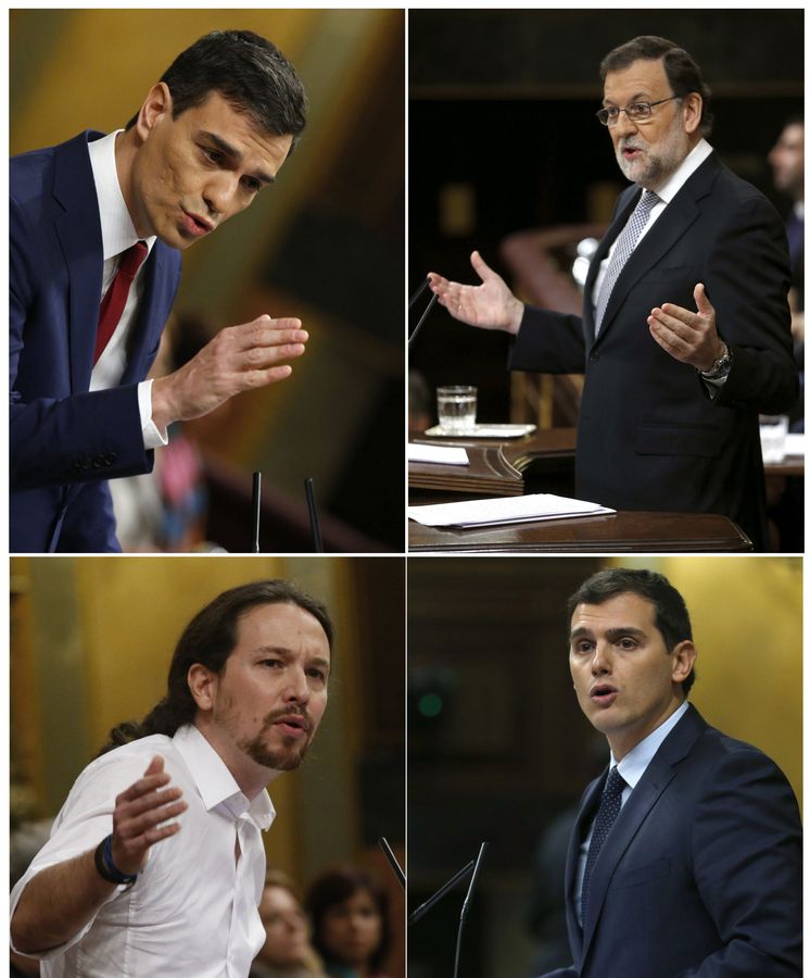 Foto: (De dcha. a izqda.) Combo de fotografías de Pedro Sánchez, Mariano Rajoy, Pablo Iglesias y Albert Rivera. (EFE)