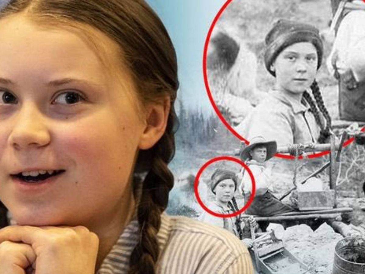 Foto: La foto que se ha hecho viral: Greta Thunberg y su doble de hace 120 años (Foto: Twitter)