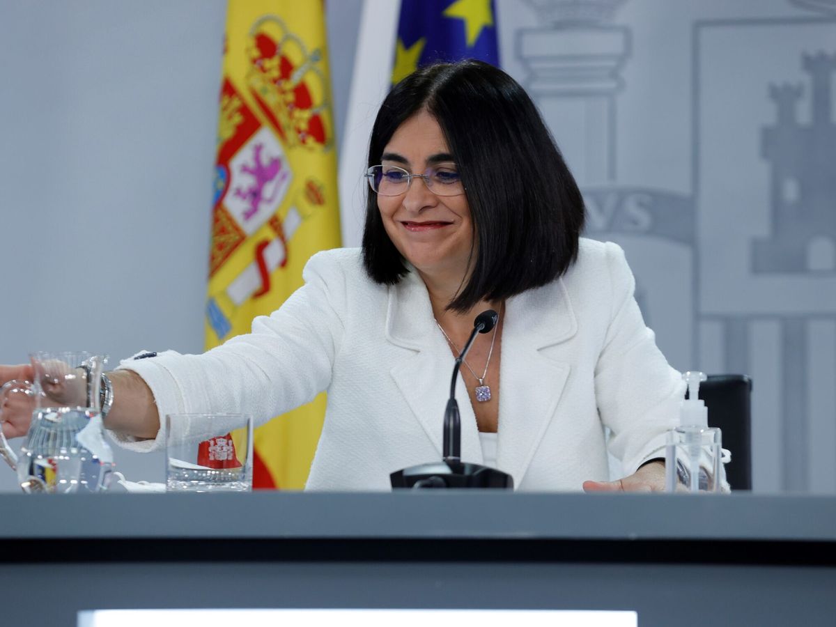 Foto: La ministra de Sanidad, Carolina Darías, durante la rueda de prensa ofrecida tras nueva reunión del Consejo Interterritorial del Sistema Nacional de Salud. (Zipi/EFE)