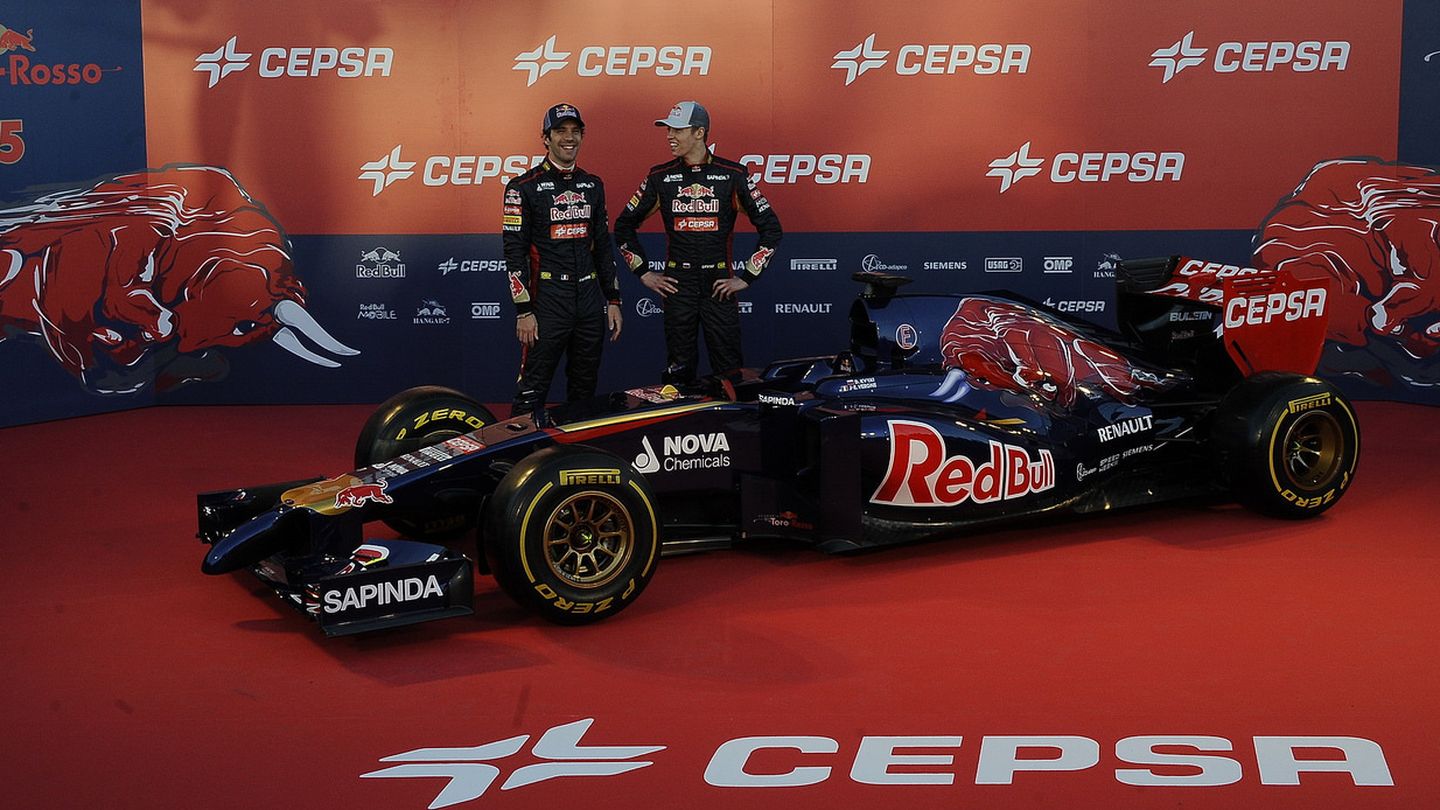 Presentación de Toro Rosso con Vergne y Kvyat.