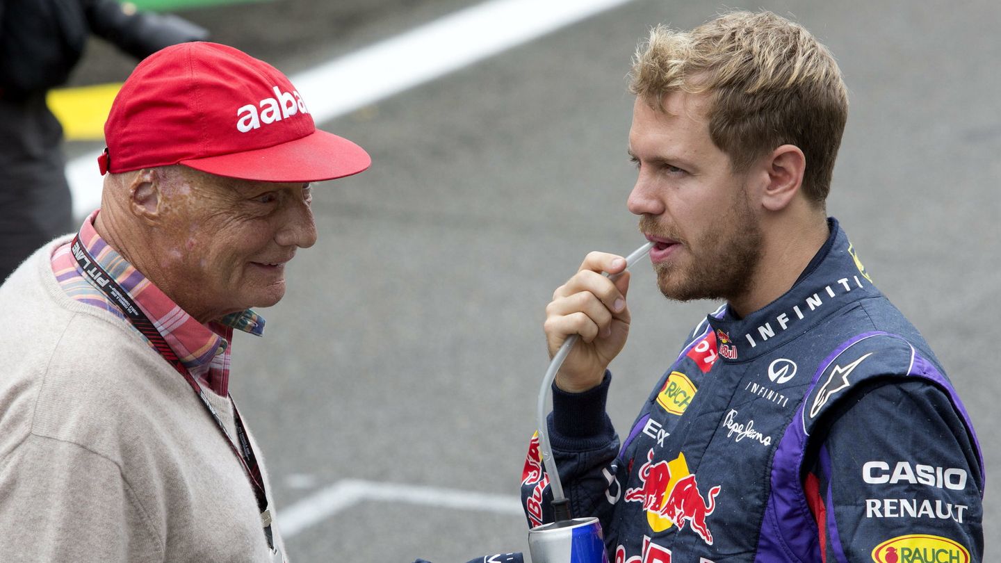 Niki Lauda junto a Sebastian Vettel.