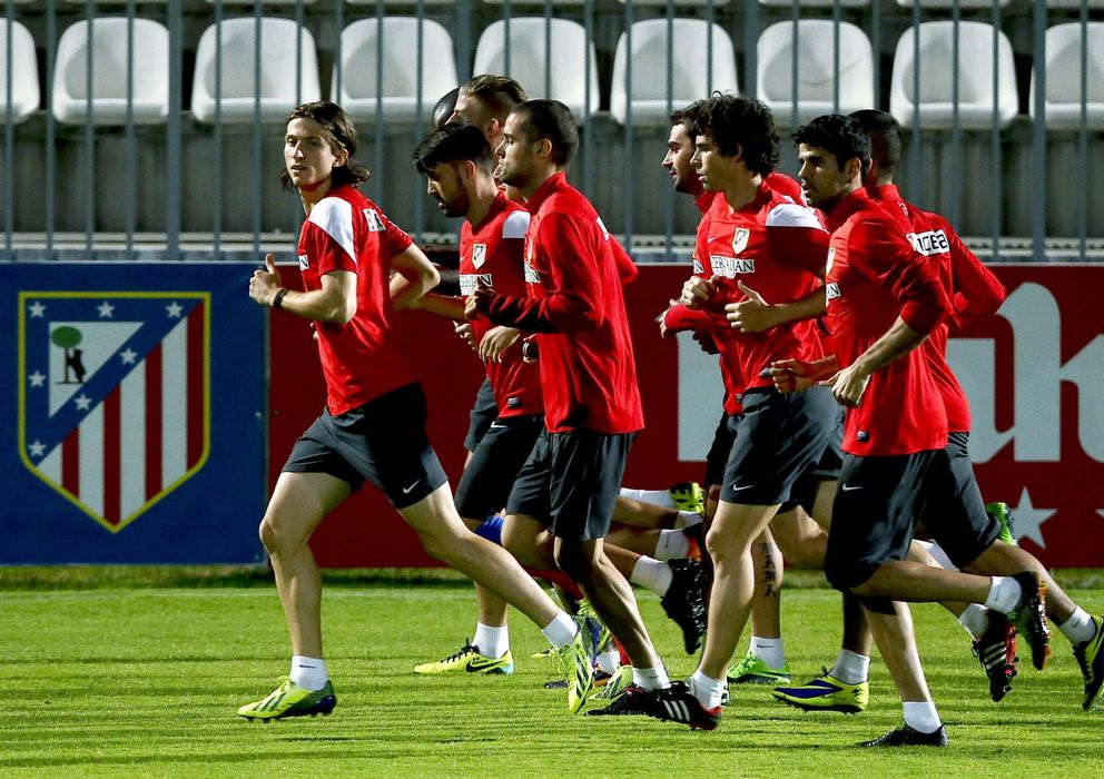 Foto: Imagen del entrenamiento del Atlético de Madrid este jueves.