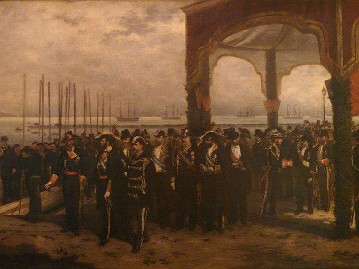 Foto: Embarque del rey Amadeo en el puerto de La Spezia, Italia en 1870, obra de Luis Álvarez Catalá. (Wikipedia)