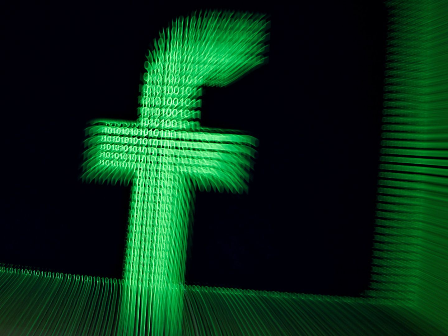 Un logo de Facebook en dígitos binarios. (Reuters)