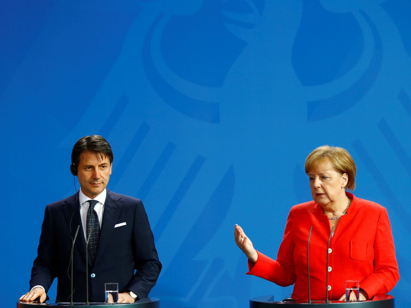 Angela Merkel y Giuseppe Conte, este lunes en Berlín. (Foto: Reuters)