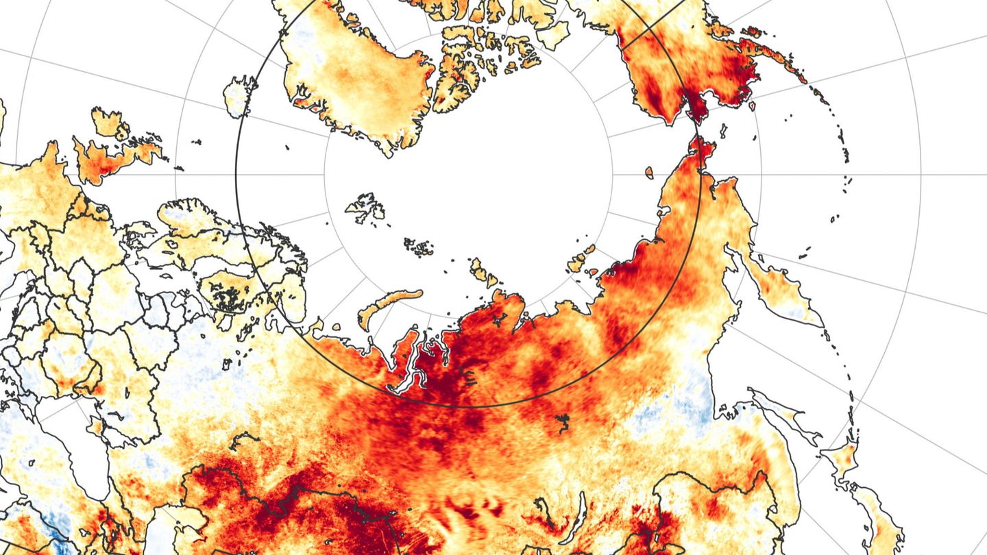 Extensión de los incendios en bosques boreales de Rusia en 2020. (EFE/NASA)