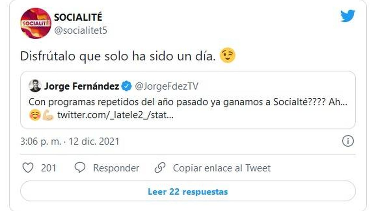 'Socialité' contestando a Jorge Fernández. (Twitter).