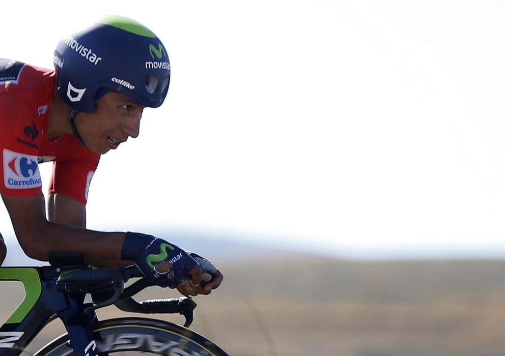 Foto: Nairo Quintana durante la Vuelta (Efe).