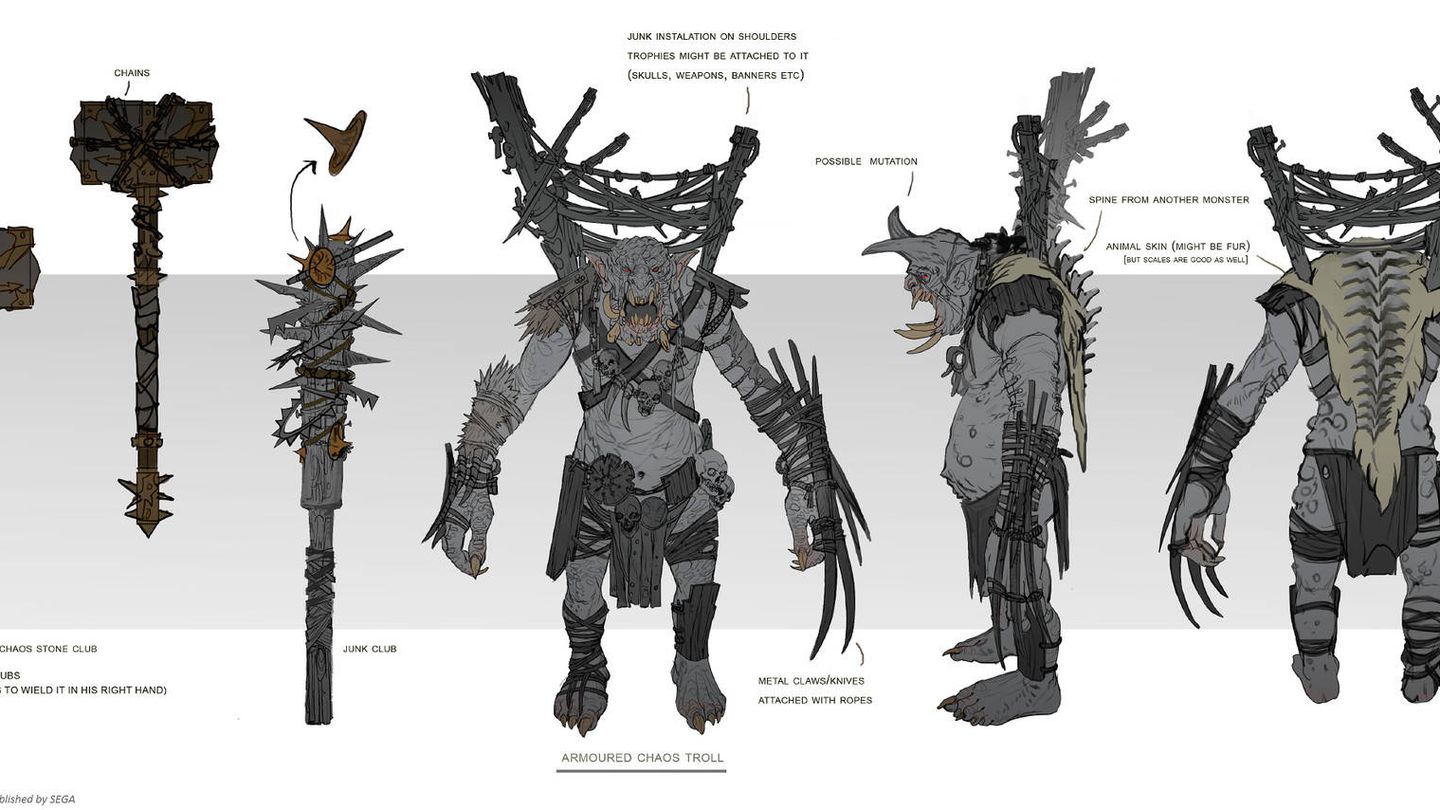 unos ‘trolls’ algunos de los diseños de Sandra Duchiewicz para ‘Total War: Warhammer’ (Fuente: Sandra Duchiewicz)