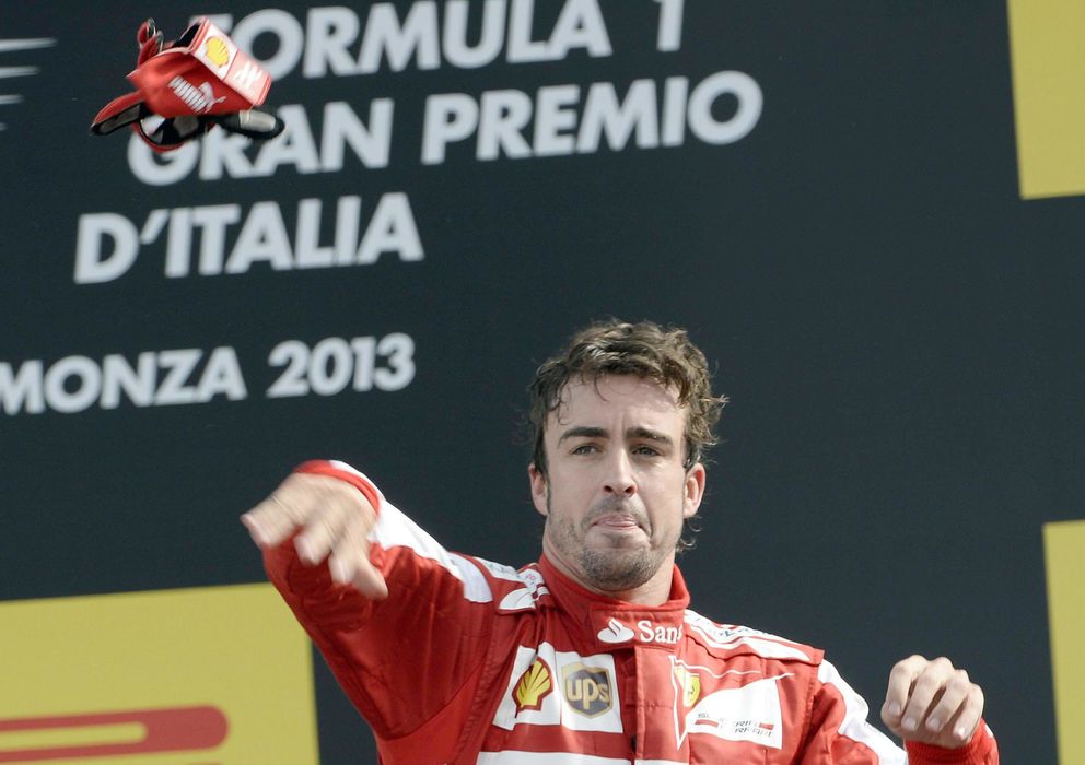 Foto: Fernando Alonso en el podio del GP de Italia.