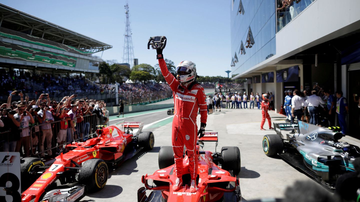 Sebastian Vettel ganó en Brasil su quinta carrera del año. (Reuters)