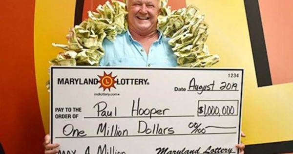 Foto: Paul Hooper Jr., celebrando su premio. Foto: Maryland Lotteries