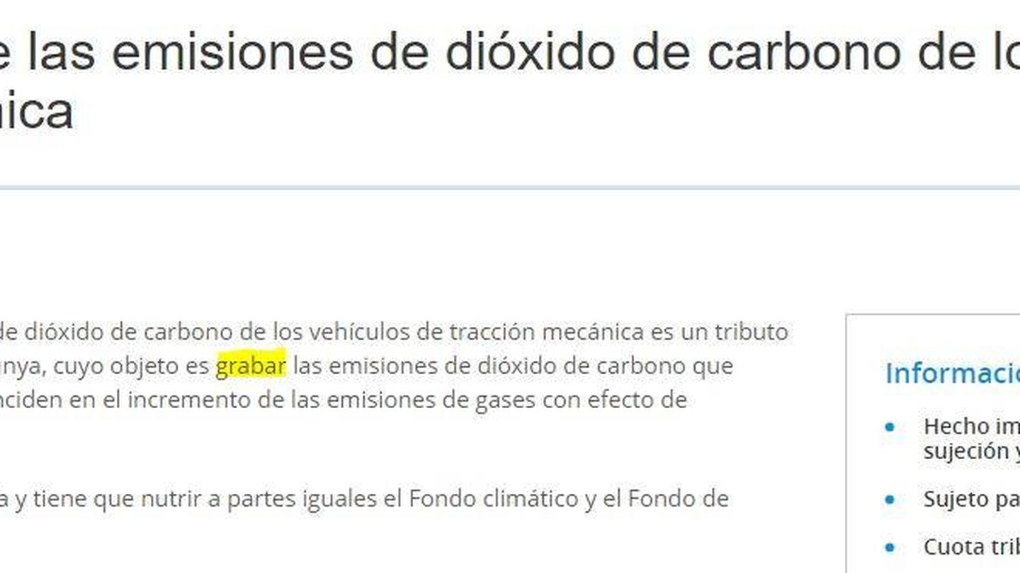 El impuesto al CO2 en la web del Parlament.