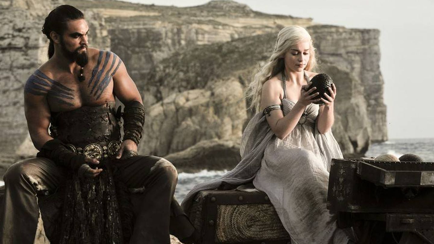 Khal Drogo y Daenerys Targaryen en la primera temporada. (HBO)