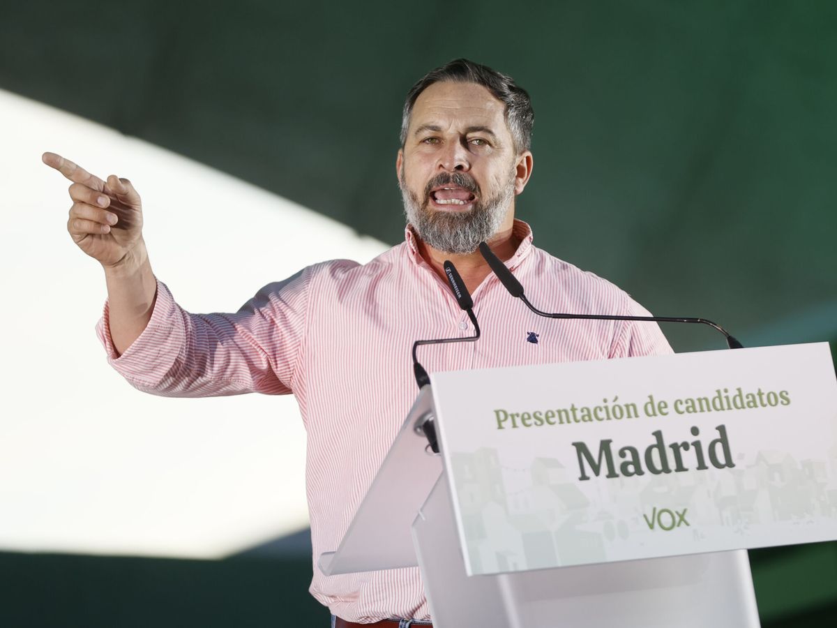 Foto: En el mitin en cuestión, Santiago Abascal presentó a los candidatos de Vox en Madrid para el 28M (EFE/Mariscal)