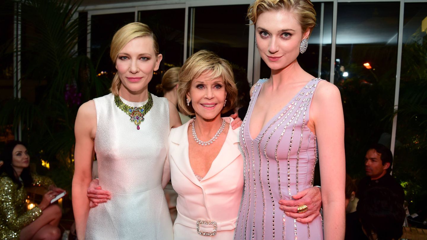 Escala de alturas para que te hagas una idea: Cate Blanchett, Jane Fonda y Elizabeth Debicki. (Getty)