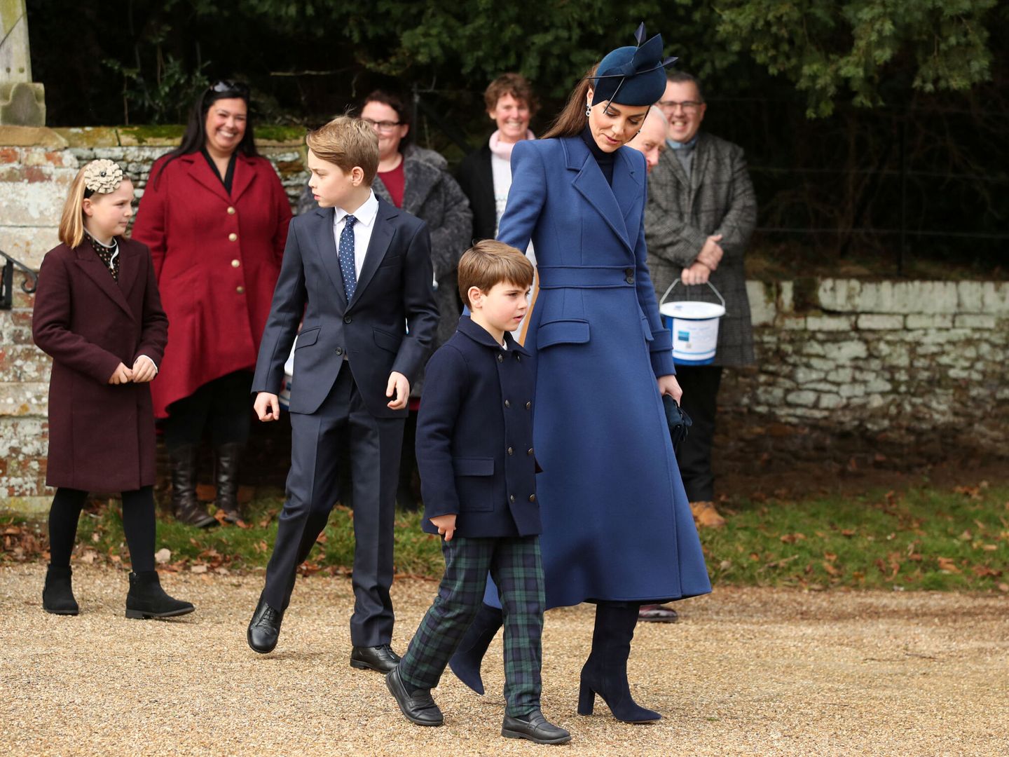 La princesa de Gales con los príncipes Louis y George, y Mia Tindall. (Reuters)