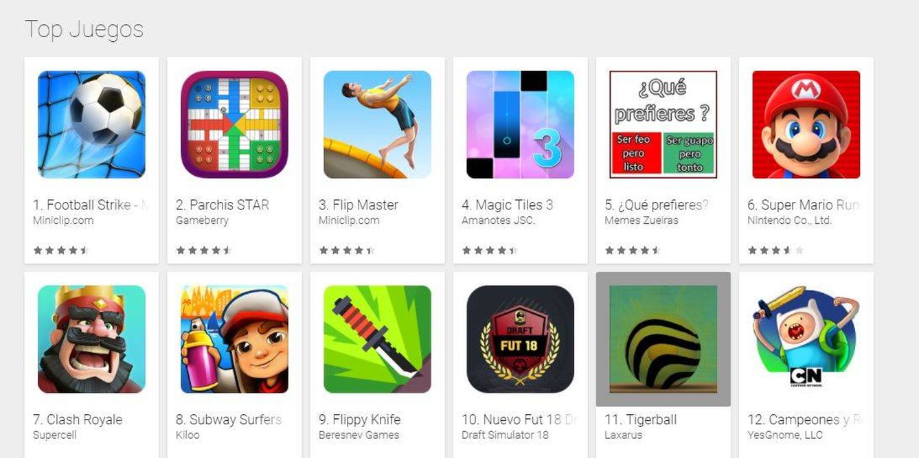 Los juegos más populares de Play Store
