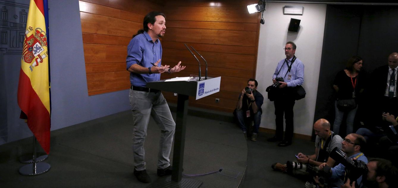 Pablo Iglesias, durante su comparecencia en La Moncloa el pasado viernes, tras su reunión con Mariano Rajoy. (EFE)
