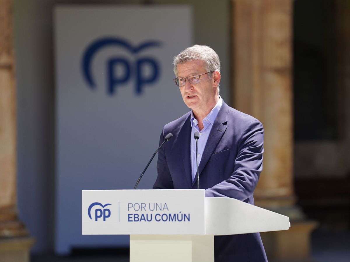 Foto: El presidente del PP, Alberto Núñez Feijóo, este lunes en Salamanca. (Europa Press/Manuel Ángel Laya)